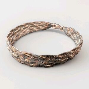 Sterling Silver 925 Herringbone Braided Chain Bracelet Made Italy 7"